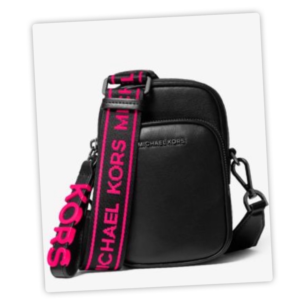 Medium Leather Neon Logo Tape Crossbody Bag (Used)